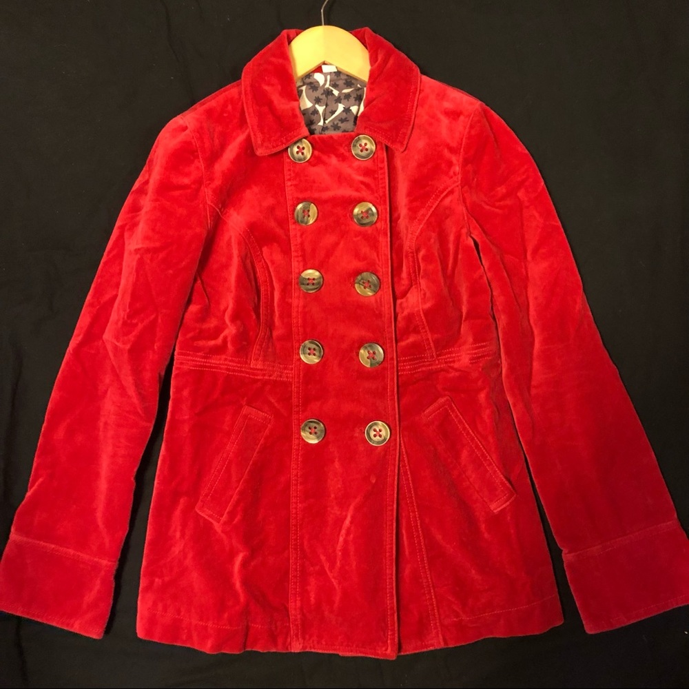 Boden Red Velvet Peacoat